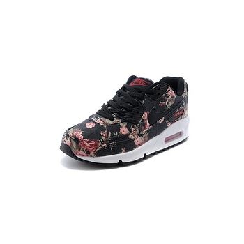 Nike Air Max 90 Womens Shoes Black Flower Speclai White On Sale